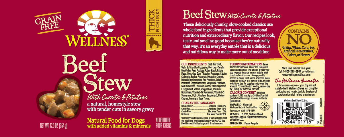 Wellness Grain Free Natural Beef Stew with Carrots & Potato Wet Canned Dog  Food - Morristown, NJ