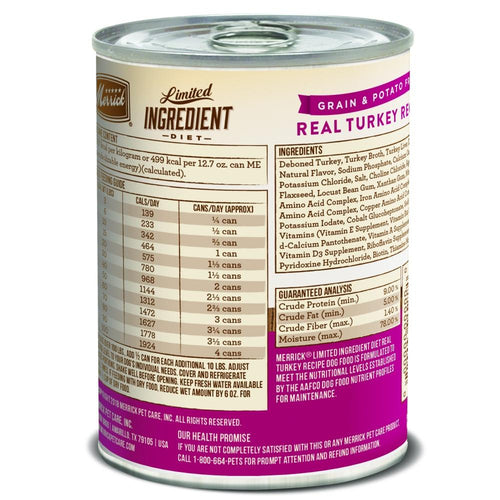 Merrick Limited Ingredient Diet Real Turkey Recipe Canned Dog Food