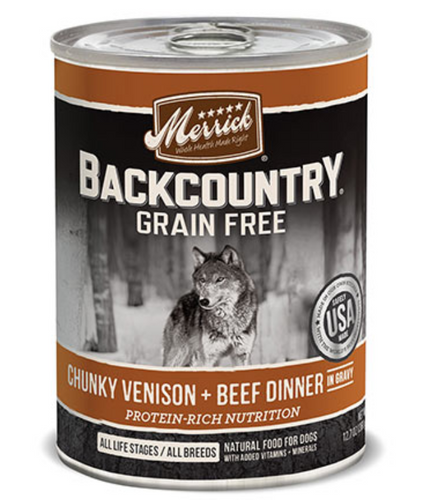 Merrick Backcountry Grain Free Chunky Venison and Beef Canned Dog Food Morristown NJ Morristown Agway